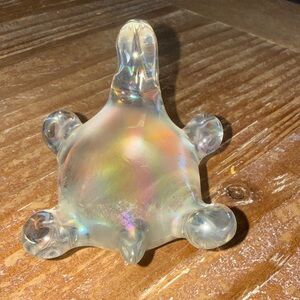 Clear Glass Turtle Figurine with Iridescent coloring - MURANO Unmarked